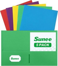 Folders with Pockets, 5 Pack Paper Folders with Pockets, Pocket Folders Fit