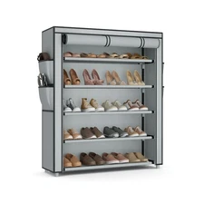 Shoe Rack with Cover, 5 Tier Shoe Organizer Storage for 20-24 Pair Shoes and ...