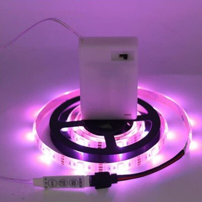 Battery Powered 5050 SMD RGB LED Strip Light Flexible Waterproof Remote Control