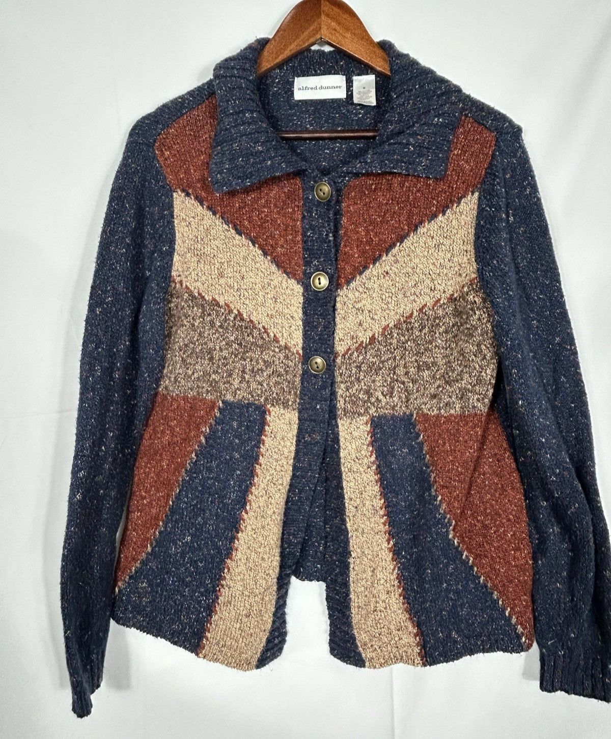 Vintage Alfred Dunner Collared Patchwork Cardigan… - image 1