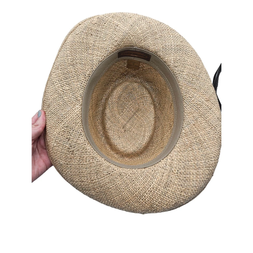 Sombrero Country Gentleman Tejido de Paja Panamá Ala Ancha Natural Bronceado Colorido Banda M Foto 4 de 4