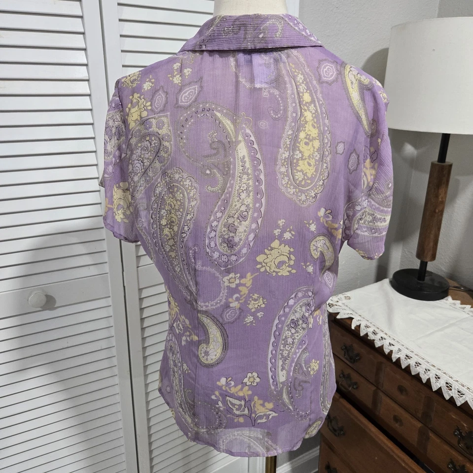 Camisa Cami Vintage Rena Rowan Púrpura Transparente Paisley Conjunto Mujeres 10 Boho Caprichos Foto 3 de 4