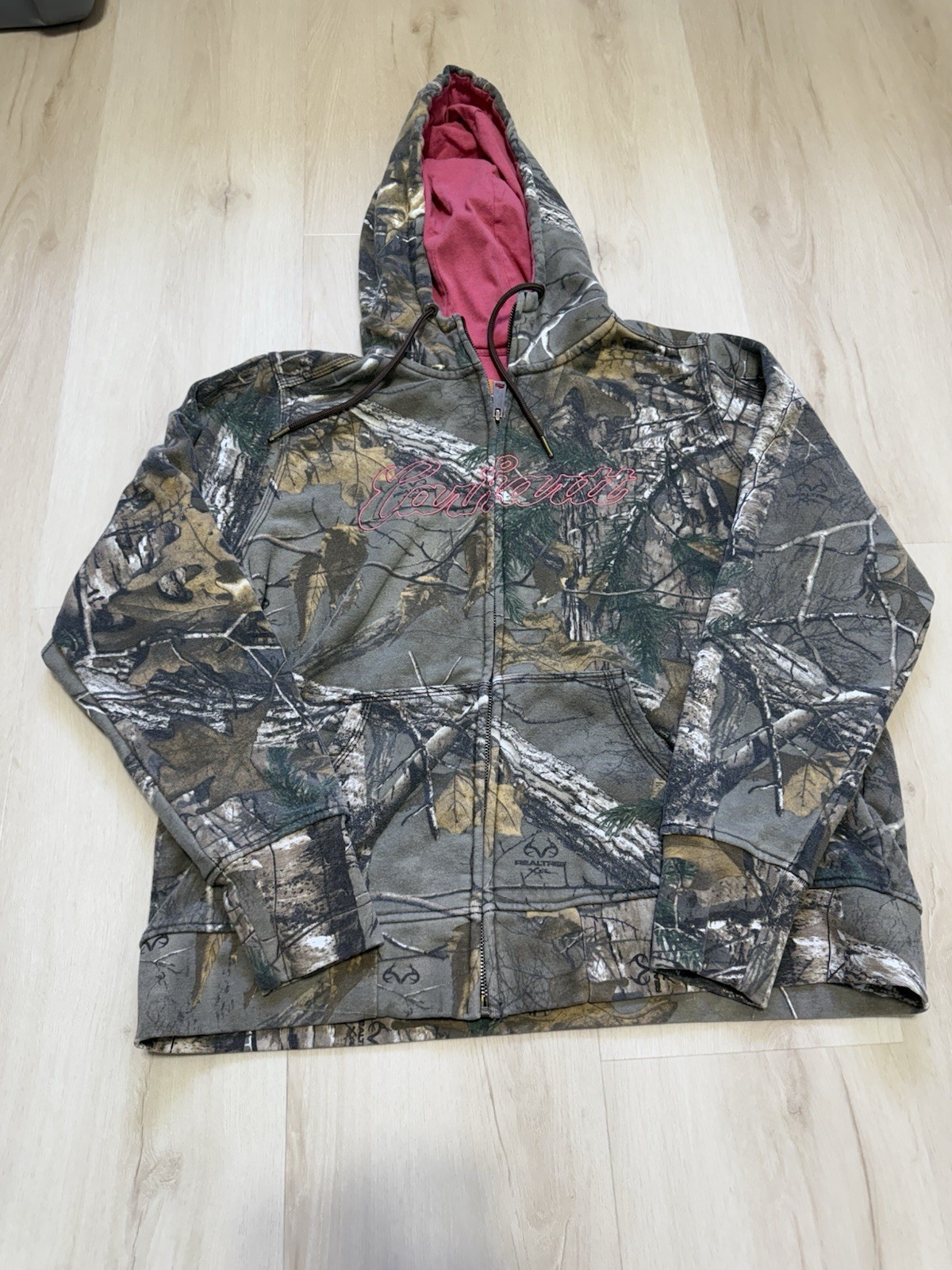 Carhartt Realtree Camo Hoodie Womens Small Pink Full Zip Hunting Fall Sweatshirt