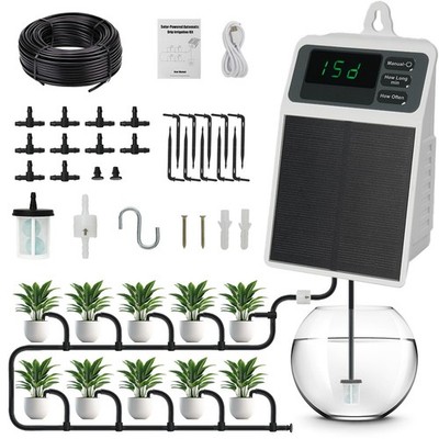 Solar Automatic Drip Irrigation System Kit Anti-Siphoning For 10 Potted Plant...