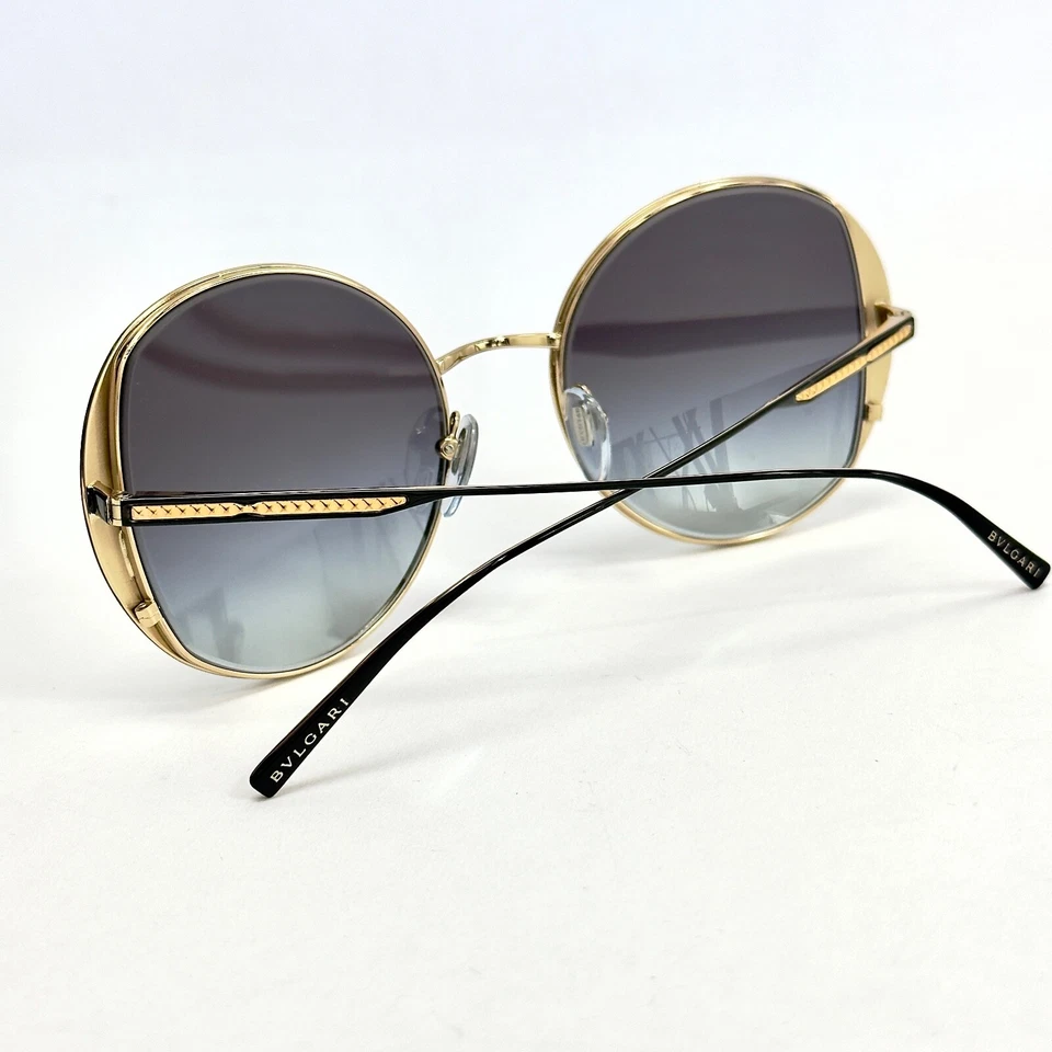 Gafas de sol BVLGARI BV6169 negras doradas redondas de metal con logotipo de moda 6169 auténticas Foto 3 de 4