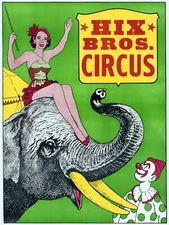 Wall Decoration Poster.Room art design.Circus Hix Bros.Elephant lady clown.11705