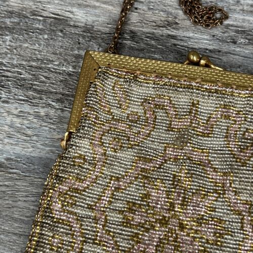 Antique 1920’s French Fringed Beaded Bronze Ladies Coin Purse Wallet - Picture 4 of 12