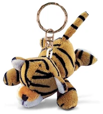 Puzzled Tiger Plush Keychain Stuffed Animal Toy Charm Keyring Accessory - 4"