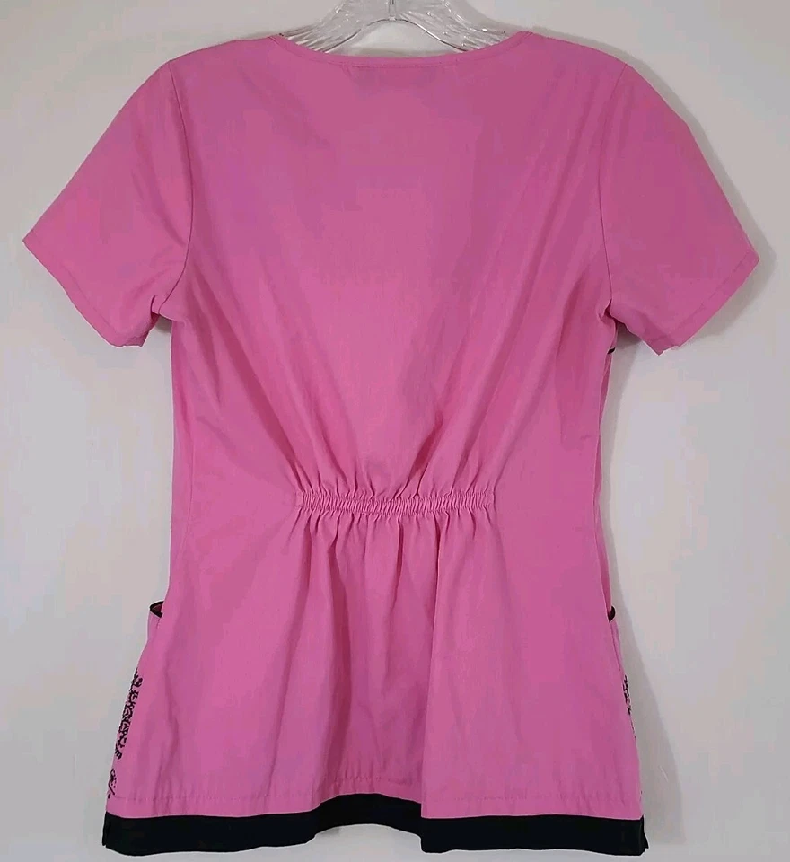 Blusa Médica Y2K BABY PHAT XS Rosa Negra Bolsillos para Gatos Caprichoso Enfermera Tecnología Dental Foto 2 de 4