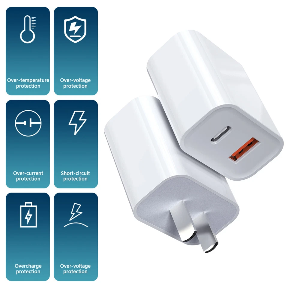 For iPhone 14 13 12 11 XR 8 20W Fast Charger Block USB Type C Wall Power Adapter - Image 2 of 4