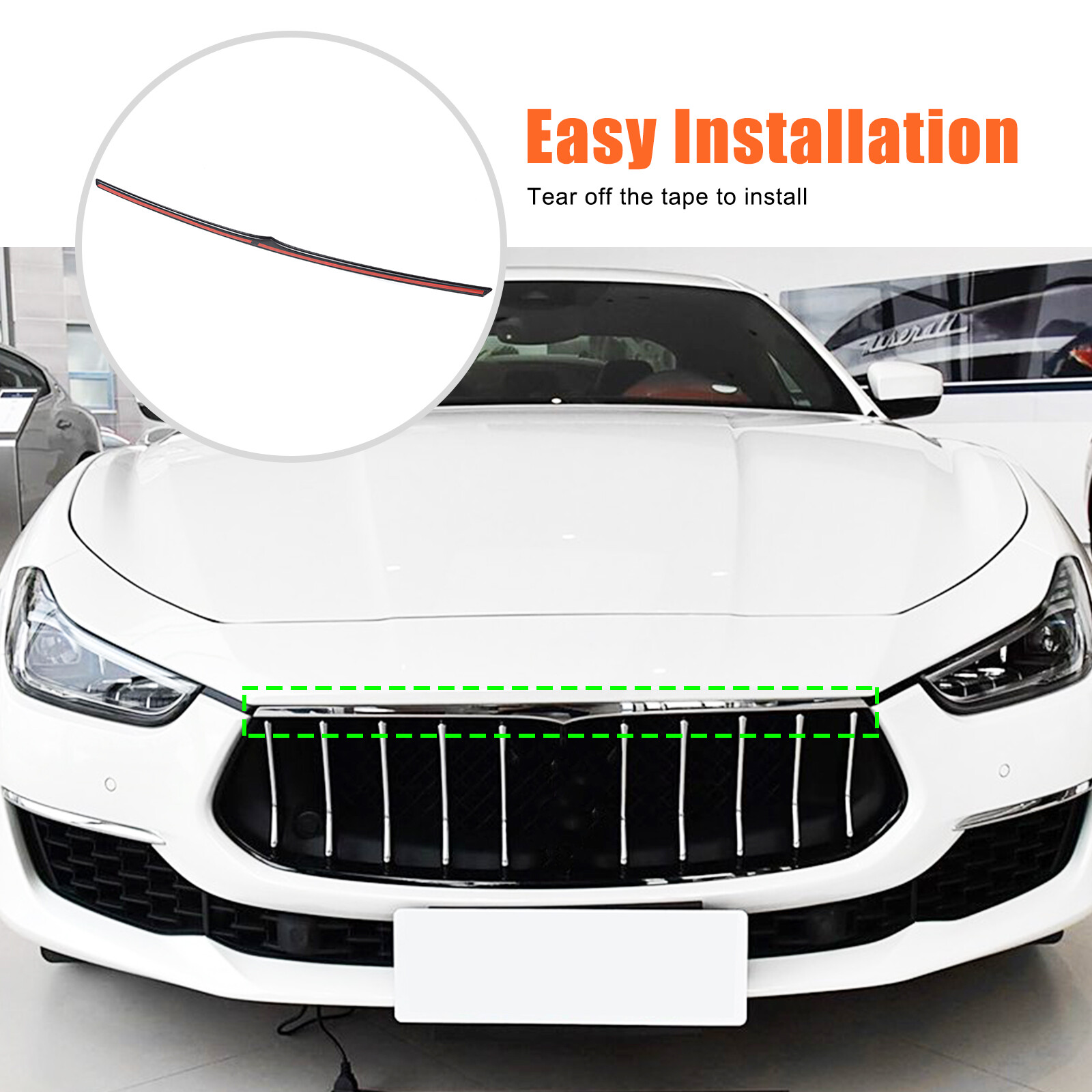 Glossy Black ABS Front Bumper Grille Accent Strip For Maserati Ghibli 2018-2022