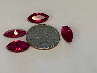 LOT OF 4 MARQUISE cut loose  lab create ruby   18.5ctCT- AK
