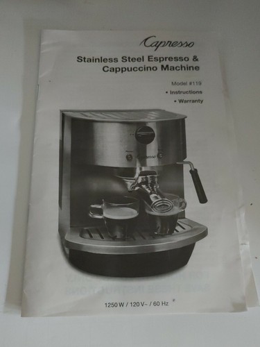 capresso espresso machine model 119