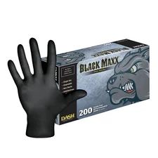 Dash Medical BMNT200L Black Maxx Nitrile Exam Gloves Thin PF Large 200/Bx