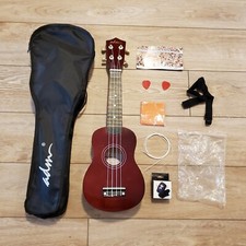 ADM Soprano Ukulele JU110N-BR Beginner 21" Brown With Soft Case And Extras