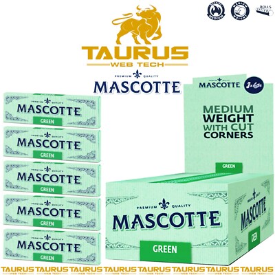 2500x MASCOTTE Green Cut Corner Rolling PAPER Rizla Smoking Filter By BULL BRAND