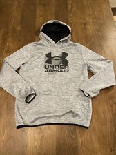 Under Armour Hoodie Youth XL Or Womens Small Hoodie Gray Pullover Logo Coldgear