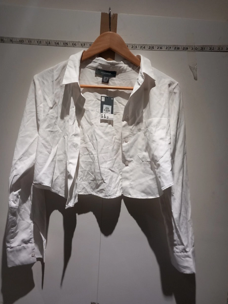 Primark Womens White Notch Lapel Long Sleeve Casual Blazer Size 12 EXPRESS SHIPP