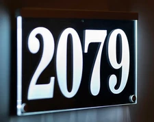 12-16V AC Illuminated Address Sign Plaque House Numbers LED Lighted, Auto On/Off