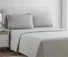 Clara Clark Microfiber 4 pc King Light Gray / Silver Sheets  Allergy Free 1800 