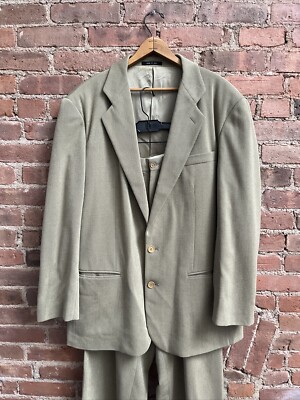 希少 90s Emporio armani Wool work jacket Vintage Emporio Armani Men's Suit, Sz 54, Beige Wool Twill, Italy
