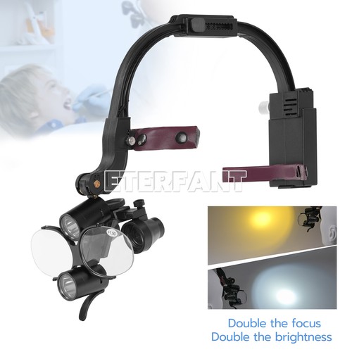 ETERFANT 3,5X Dental Chirurgisches Stirnband Binokular Lupen 5W LED Stirnlicht 2 LEDs - Bild 1 von 23