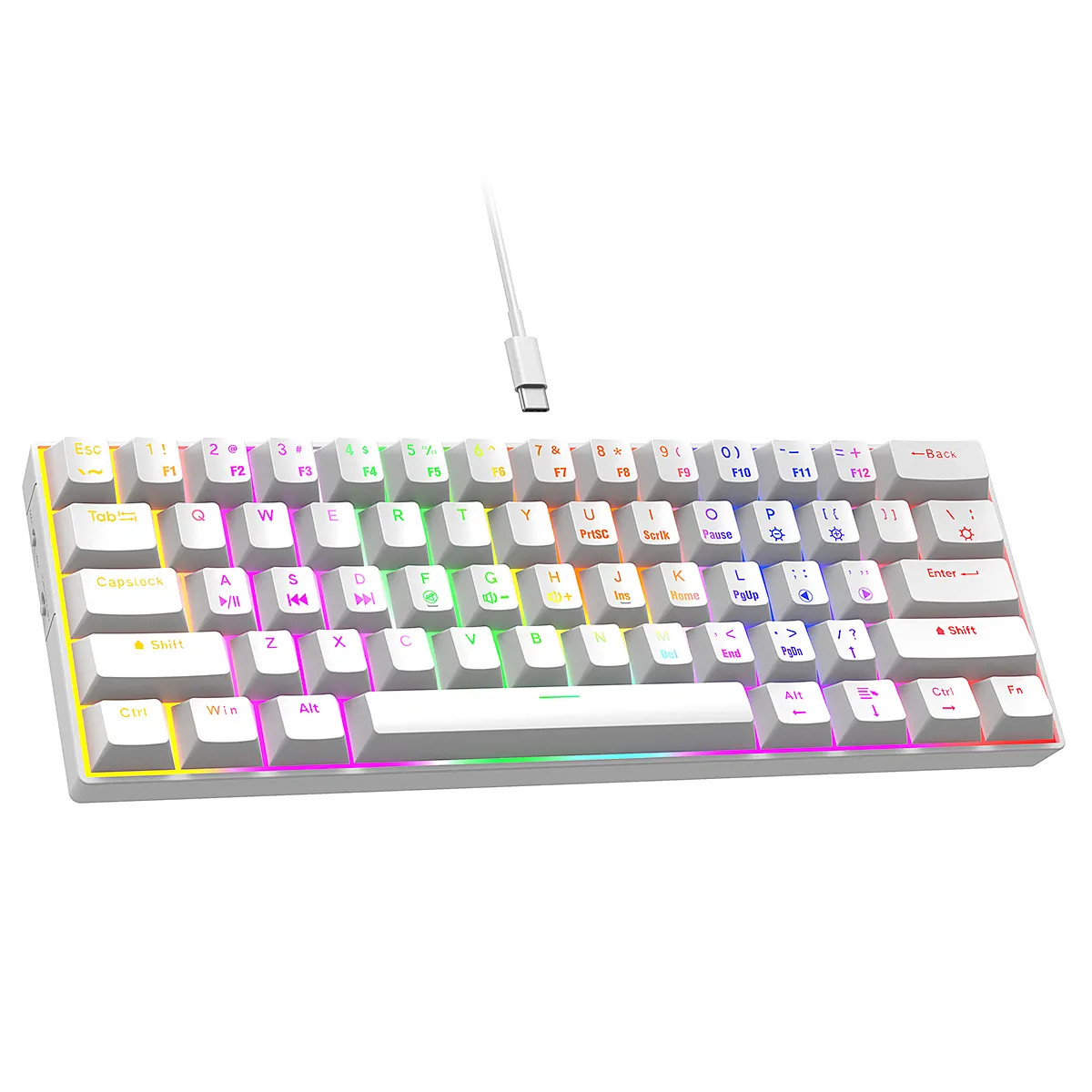 60% RGB Mechanical Gaming Keyboard Blue Switch 61 Keys Compact Black USB Wired