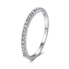 Sparkling Silver Plated Cubic Zirconia CZ Engagement Wedding Band Stackable Ring