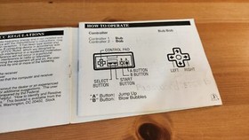 Bubble Bobble By Taito Manual Only Nintendo System) NES Authentic Password Notes