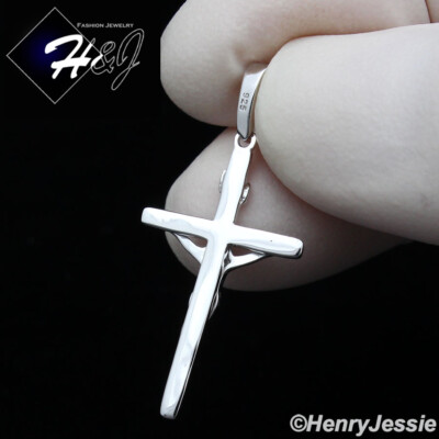 MEN WOMEN 925 STERLING SILVER SMALL JESUS CHRIST CROSS CRUCIFIX