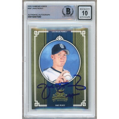 Jake Peavy Signed 2005 Diamond Kings #387 BGS Auto 10 Beckett Slab Padres MLB