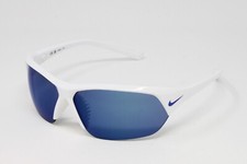Nike Sunglasses Skylon Ace Men's Wrap White 69mm Blue Mirror Lens FQ4683-104
