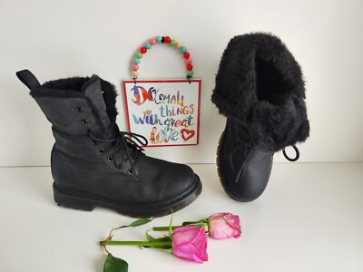 Dr Martens Kolbert FL fleece lined snowplow fur black boots UK