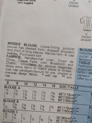 Blouse Top Pleat Loose Fitting 6 8 10 Butterick 6640 Sewing Pattern UC FF VTG - Picture 6 of 6
