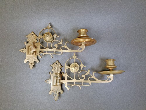 Brass Piano Wall Sconces Swing Arm Candle Holders Bracket Art Nouveau