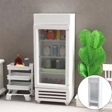 Mini Dollhouse Miniature Refrigerator Model 1:12 Scale Wooden Fridge White
