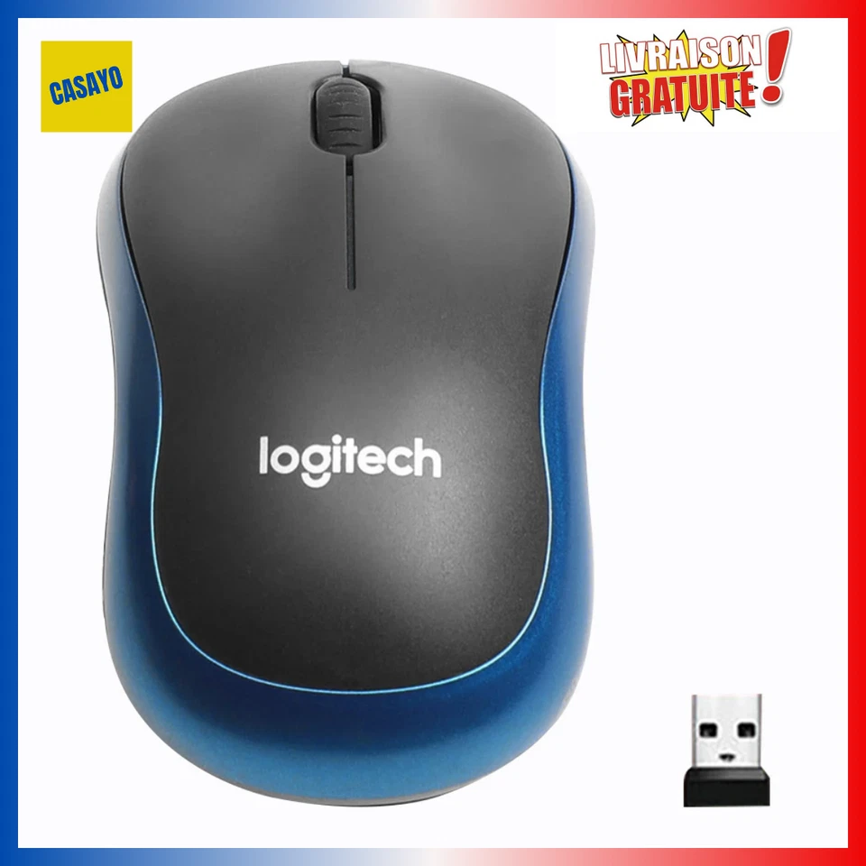 Souris Optique Sans Fil 2.4GHz avec Récepteur USB - Compatible Windows/Mac/Chrom