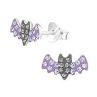 1 Paar Ohrringe Ohrstecker 925 Sterling Silber Fledermaus Mit Kristallen