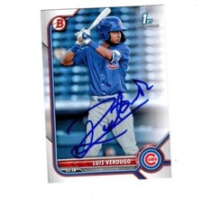 Luis Verdugo 2022 1st Bowman IP autograph signed card Chicago Cubs BP147 d