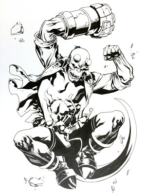 Comic Originalzeichnung | Tom Raney (Marvel, DC, Image) signiert | HELLBOY PinUp