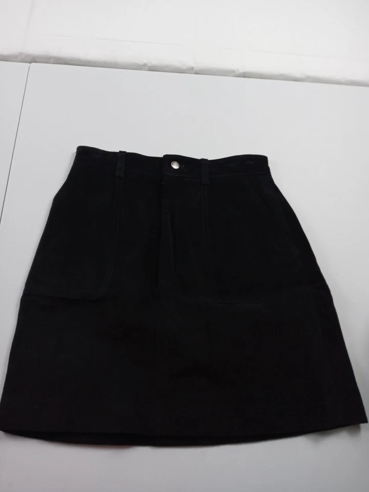 Falda Field Gear Mujer Talla 6 Pequeña 100% Cuero Gamuza Negra con Bolsillos Foto 2 de 4