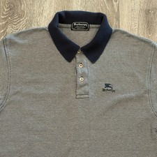 Vintage Burberry Short Sleeve Polo Shirt Mens Large Houndstooth USA Made Cotton