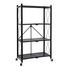 HealSmart 4-Tier Heavy Duty Foldable Metal Rack Storage Shelving Unit with Wh...