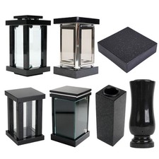 Grab-Artikel aus Granit Grab-Schmuck Friedhof Vase Lampe in schwedisch schwarz