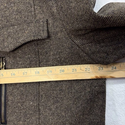 Wantdo Wool Blend Pea Coat Jacket Trench Coat Men L Herringbone Tweed Brown NEW image 16
