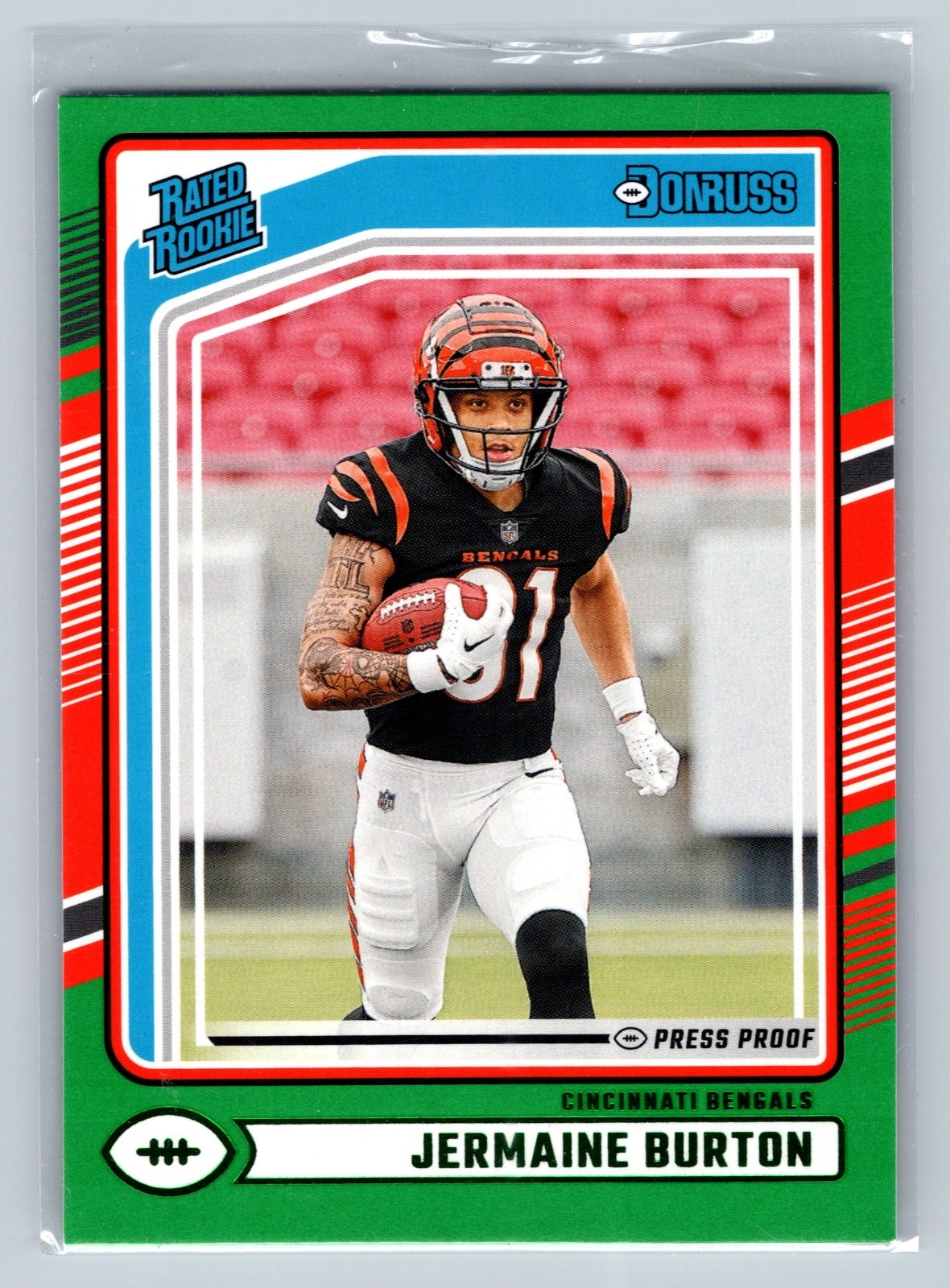 2024 Panini Donruss - Rated Rookie Jermaine Burton #368 Press Proof Green (RC)