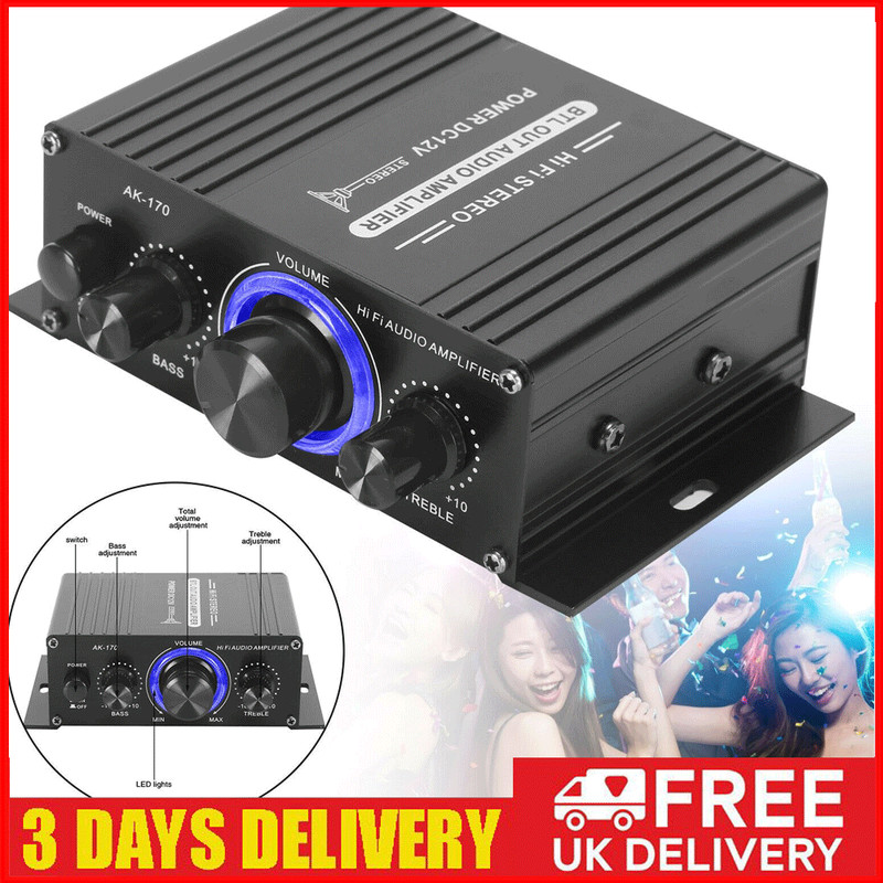 DC 12V HiFi Power Amplifier Mini Small Audio Digital Stereo Car FM AMP Home