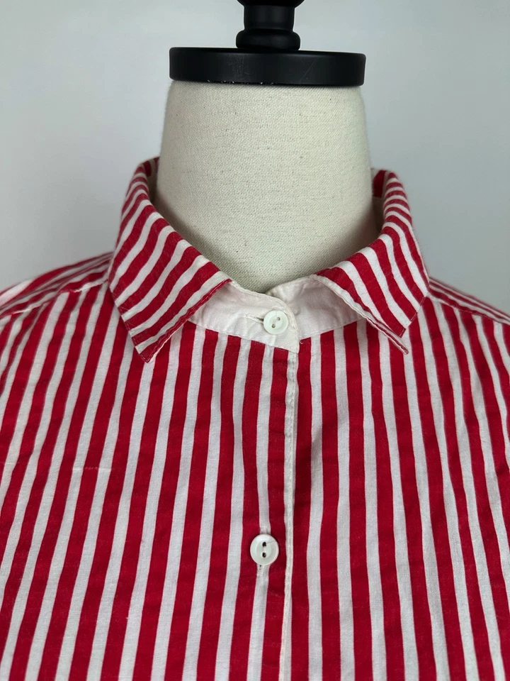 Camisa de dormir listrada vintage feminina pijama popover grande chemise náutica francesa - Imagem 3 de 4