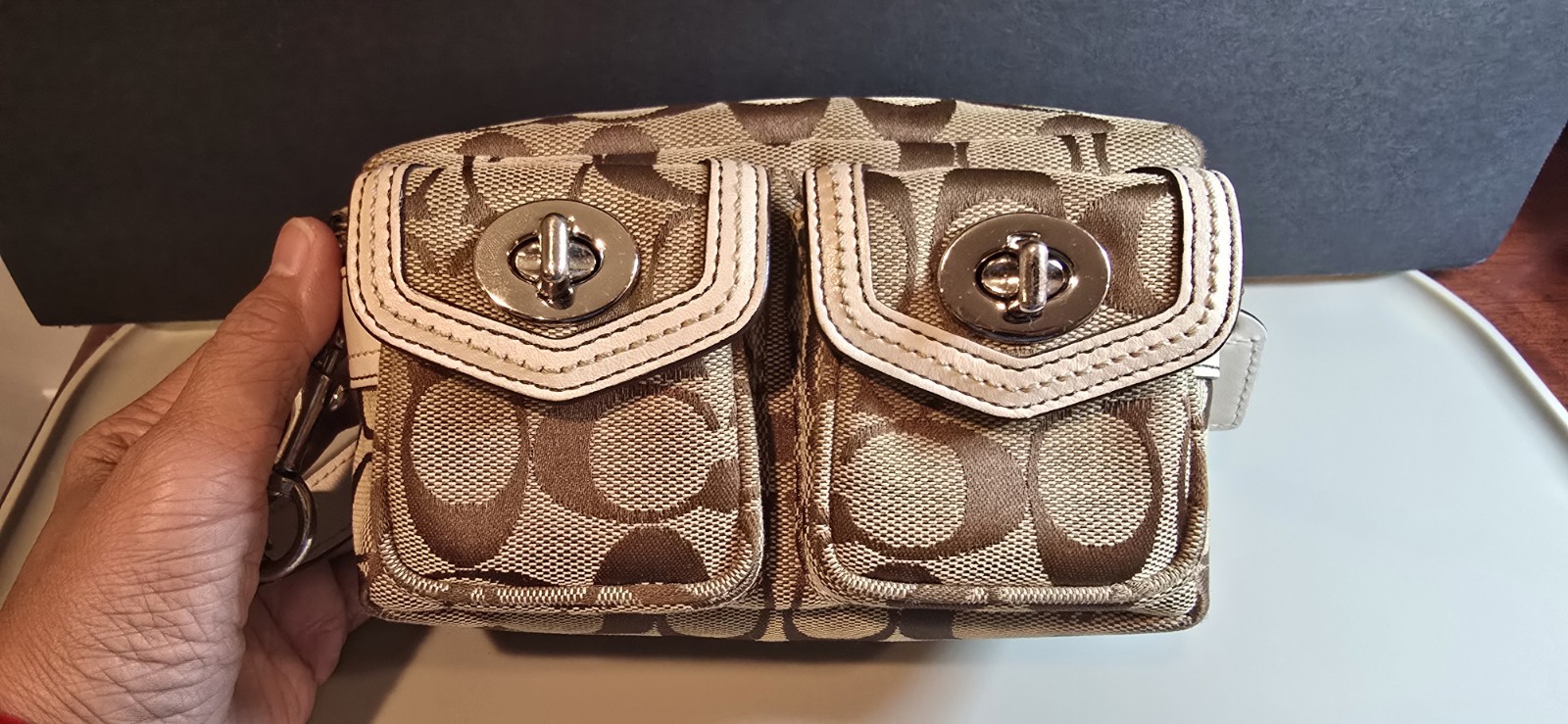 Vintage Y2K Coach Mini Legacy Signature Double Turnlo… - Gem