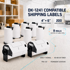 8Rolls DK-1241 4 x 6 Inch Large Shipping Labels for Brother QL Wide Printers